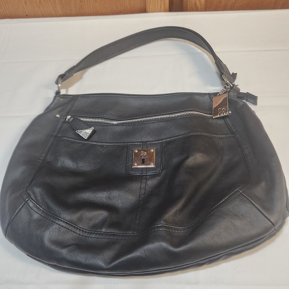 Style & Co. Black Hobo Shoulder Bag with Crossbody Strap Zip Pocket‎